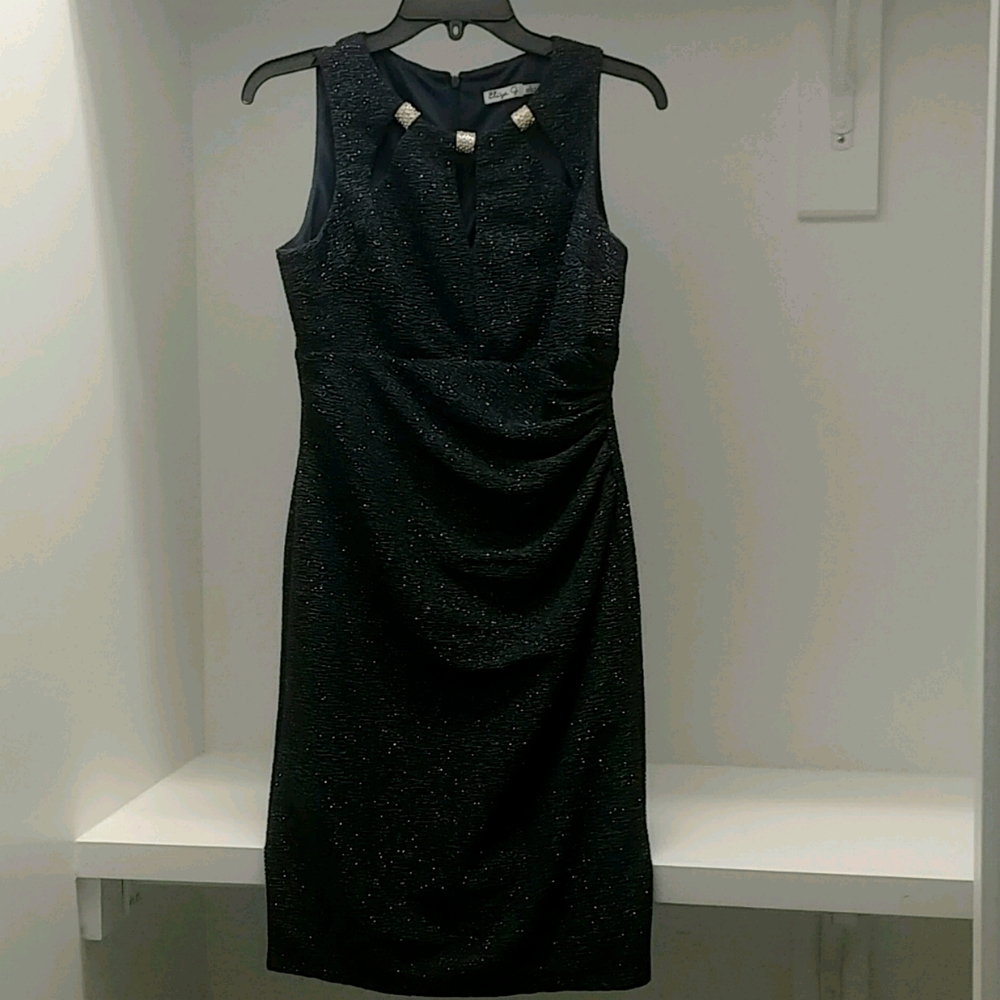 Cocktail Navy Blue Jeweled Dress